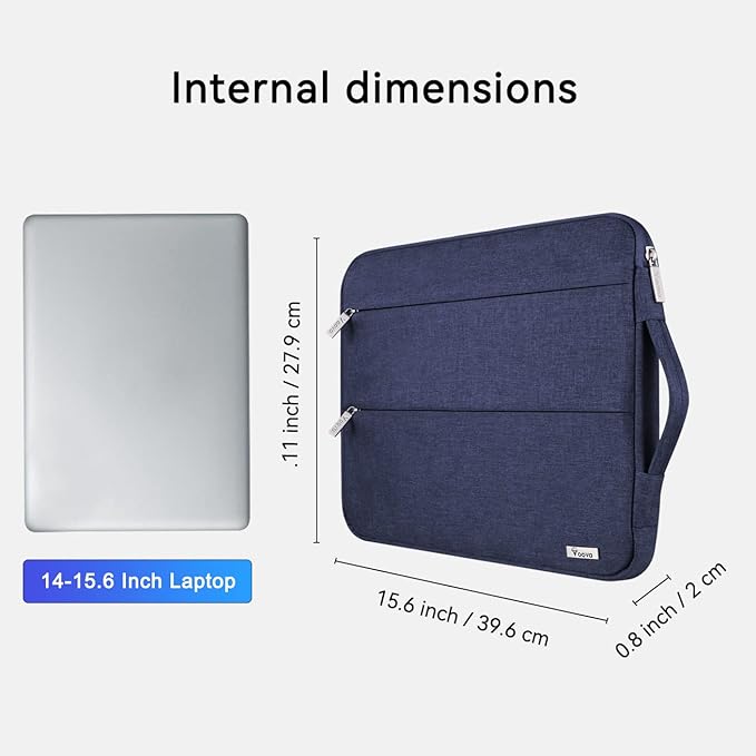 Voova Laptop Sleeve Carrying Case 15.6 16 Inch,Slim Computer Cover Bag Compatible with MacBook Pro 15/16, Dell xps 15,15-16 Inch HP Dell Asus Acer Laptop, Blue