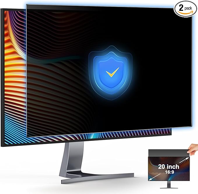 [2-Pack] 20 Inch Privacy Screen for Monitor Computer Screen Privacy Filter for 16:9 Widescreen Monitor Desktop PC Monitor Privacy Film Monitor Privacy Shield and Anti-Glare Protector