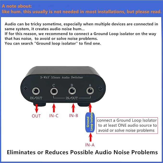 3.5mm Audio Switch with line Volume Controller, 3 in 1 Out 1/8" aux switcher Splitter selector Box, Mini Inline Headphone attenuator Volume Control knob -MC31