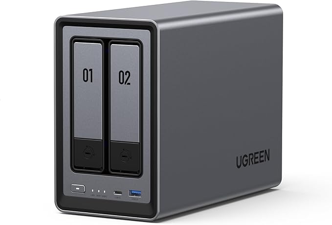 UGREEN NASync DXP2800 2-Bay Desktop NAS, Intel N100 Quad-core CPU, 8GB DDR5 RAM, 2.5GbE, 2X M.2 NVMe Slots, 4K HDMI, Network Attached Storage (Diskless)
