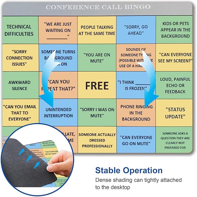 Conference Call Bingo Mouse Pad, Personalized Mouse Mat Waterproof Non-Slip Rubber Base MousePads for Office Home