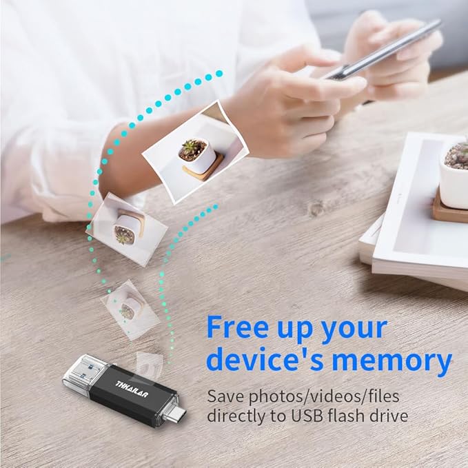 Thkailar USB C Thumb Drive 128GB OTG USB 3.1 Flash Drive Dual for Business Traveler Compatible with Android Phone/PC/Mac Pro External Storage Data(Black)