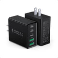 [2-Pack] USB C Wall Charger, 50W Type C Charger Block 5-Port Fast Charging Blocks,3USB C+2USB A Multiport Plug,PD Power Adapter Brick Cube for iPhone 16/15/14/13/12/Pro,iPad,Samsung,for Switch（Black）