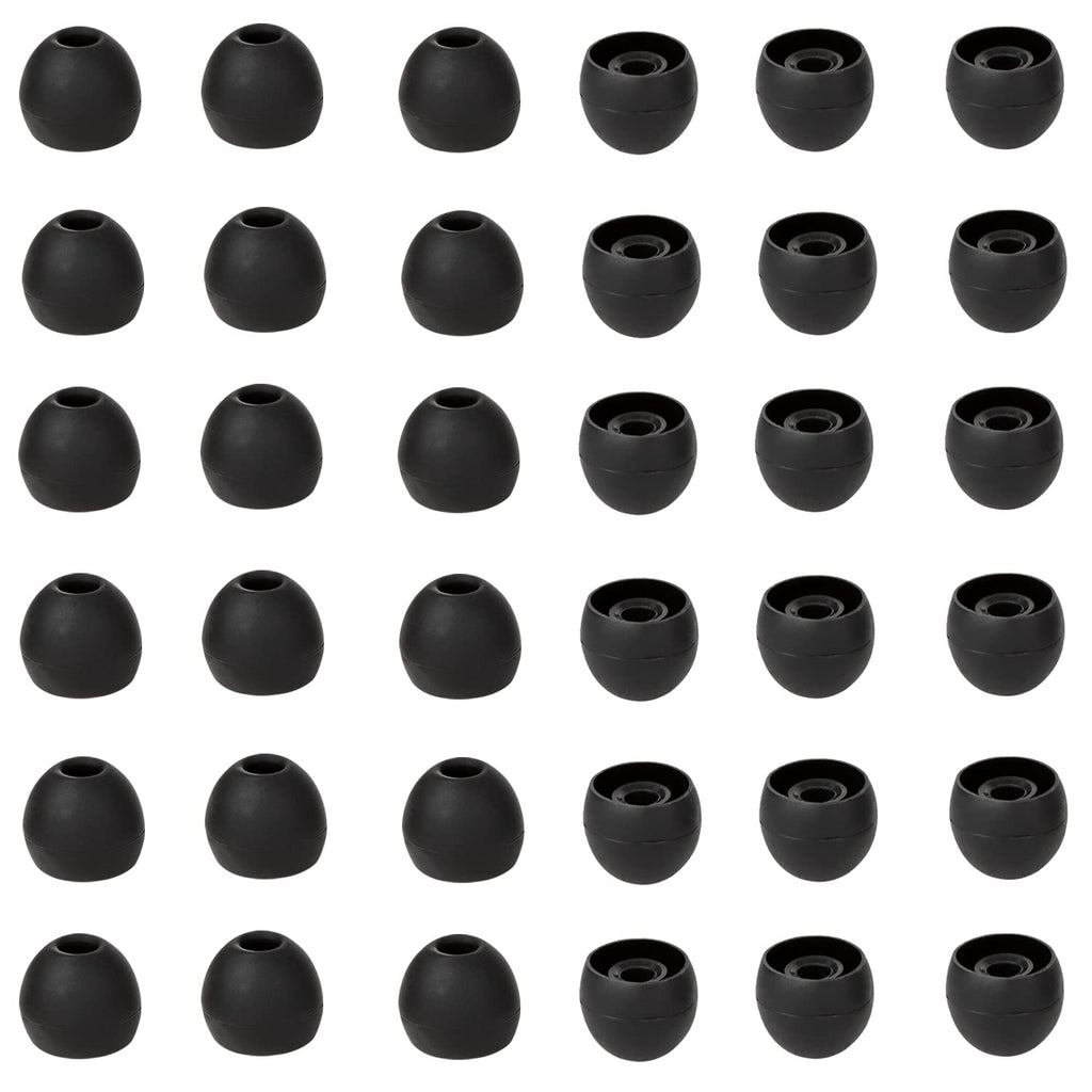 CYADCI 36 Pieces Small Earbud Tips Soft and Comfortable Silicone Earbud Tips Ear Bud Replacement Pieces Silicone Fit Most in-Ear Headphones，Inner Hole 3.8mm -5.5mm，Small Black Replacement Eartips
