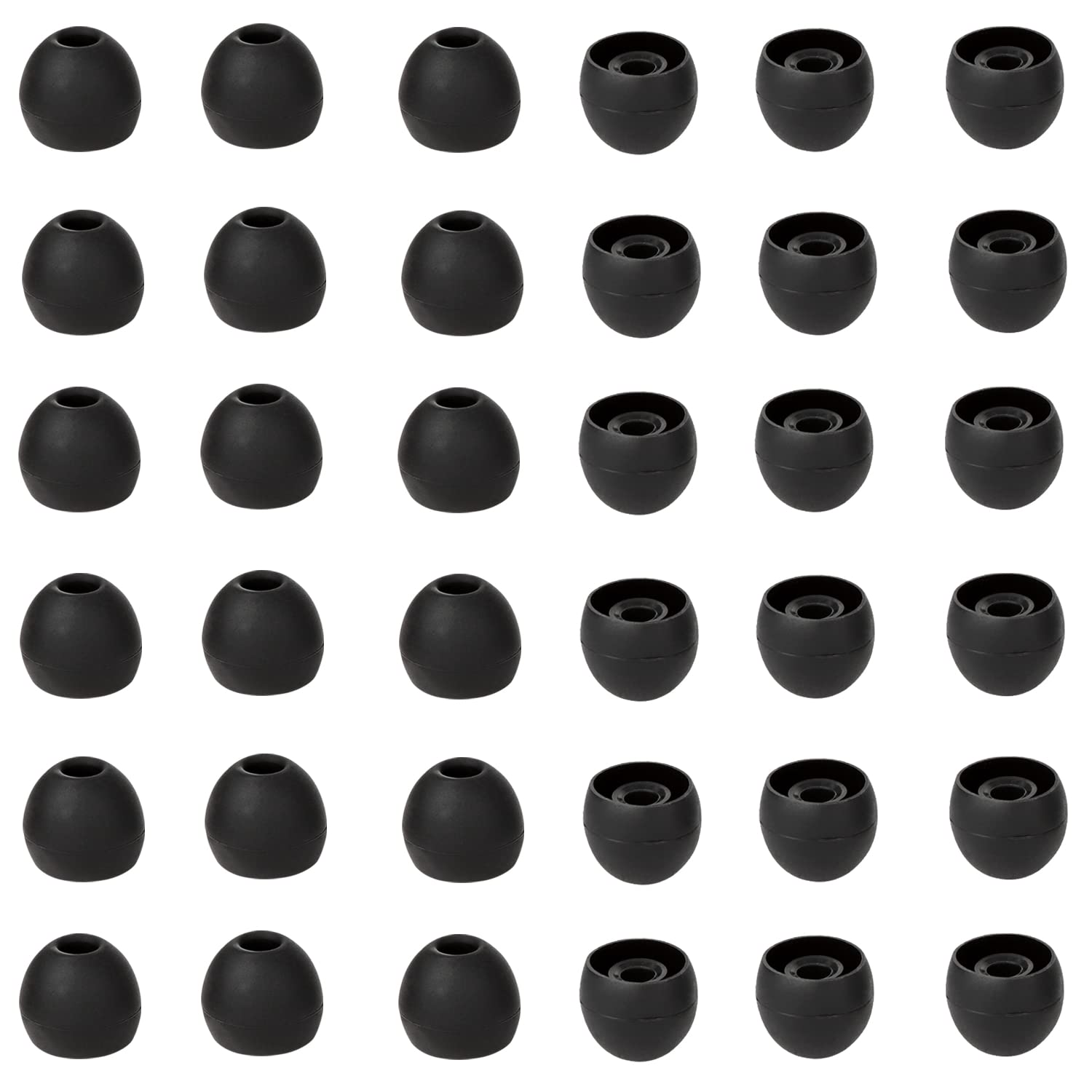 CYADCI 36 Pieces Small Earbud Tips Soft and Comfortable Silicone Earbud Tips Ear Bud Replacement Pieces Silicone Fit Most in-Ear Headphones，Inner Hole 3.8mm -5.5mm，Small Black Replacement Eartips