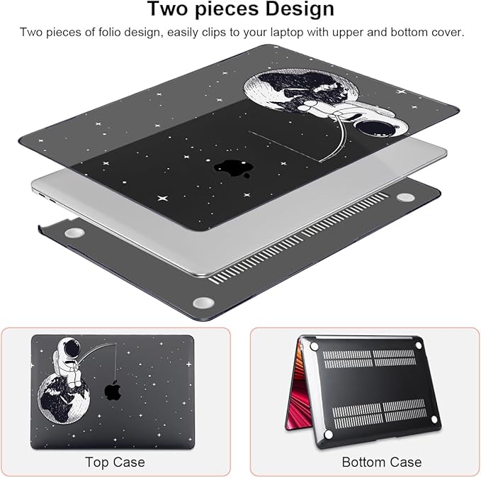 Compatible with MacBook Pro 13 inch Case 2022 2021-2016 A2338 M2/M1 Chip A2251 A2289 A2159 A1989 A1706, Pattern Plastic Hard Shell Keyboard Cover Screen Film Webcam Cover, Astronaut Earth