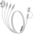 4-in-2 Multi Charging Cable for Apple Watch Charger/Samsung/iPhone Charger,Car/Office/Camping/Travel Essentials,Type C Cable Cord for iWatch Ultra/10-2/iPhone 16-11/Samsung S25-S20,iPad,airPods-White