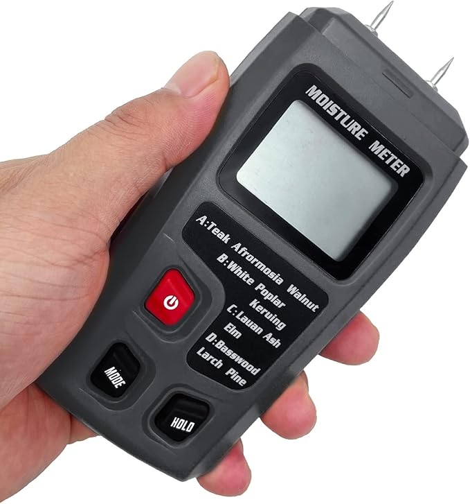 Digital Wood Moisture Meter Wood Humidity Tester Hygrometer Timber Damp Detector Large LCD Display (Grey)
