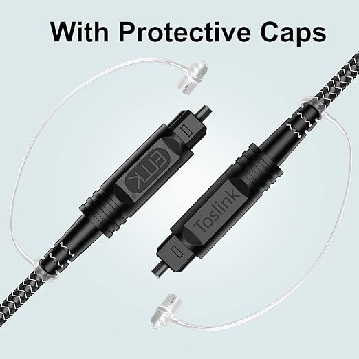 EMK Digital Optical Audio Cable [3 Feet/1M] - Slim Nylon Braided Toslink Fiber Optic Cable for Sound Bar, TV, Home Theater, PS4, Xbox, Blu-Ray Player & More - High-Speed SPDIF (Black1)