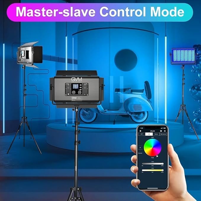 GVM 1500D RGB LED Video Light with Battery, 75W Video Lighting Kit with Bluetooth Control, 2 Packs Led Panel Light for Photography, YouTube Studio, Video Shooting, Conference,1128 Led Beads