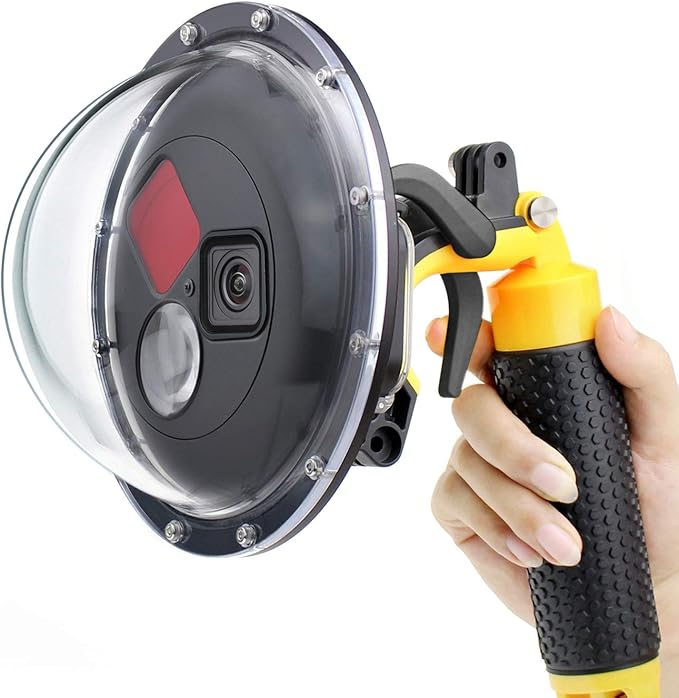 Dome Port for GoPro Hero 13 12 11 10 9 Black, Dome Port Lens with Waterproof Housing Case, Trigger, Floating Hand Grip, Built-in Switchable Red Filter and 10x Macro Filter
