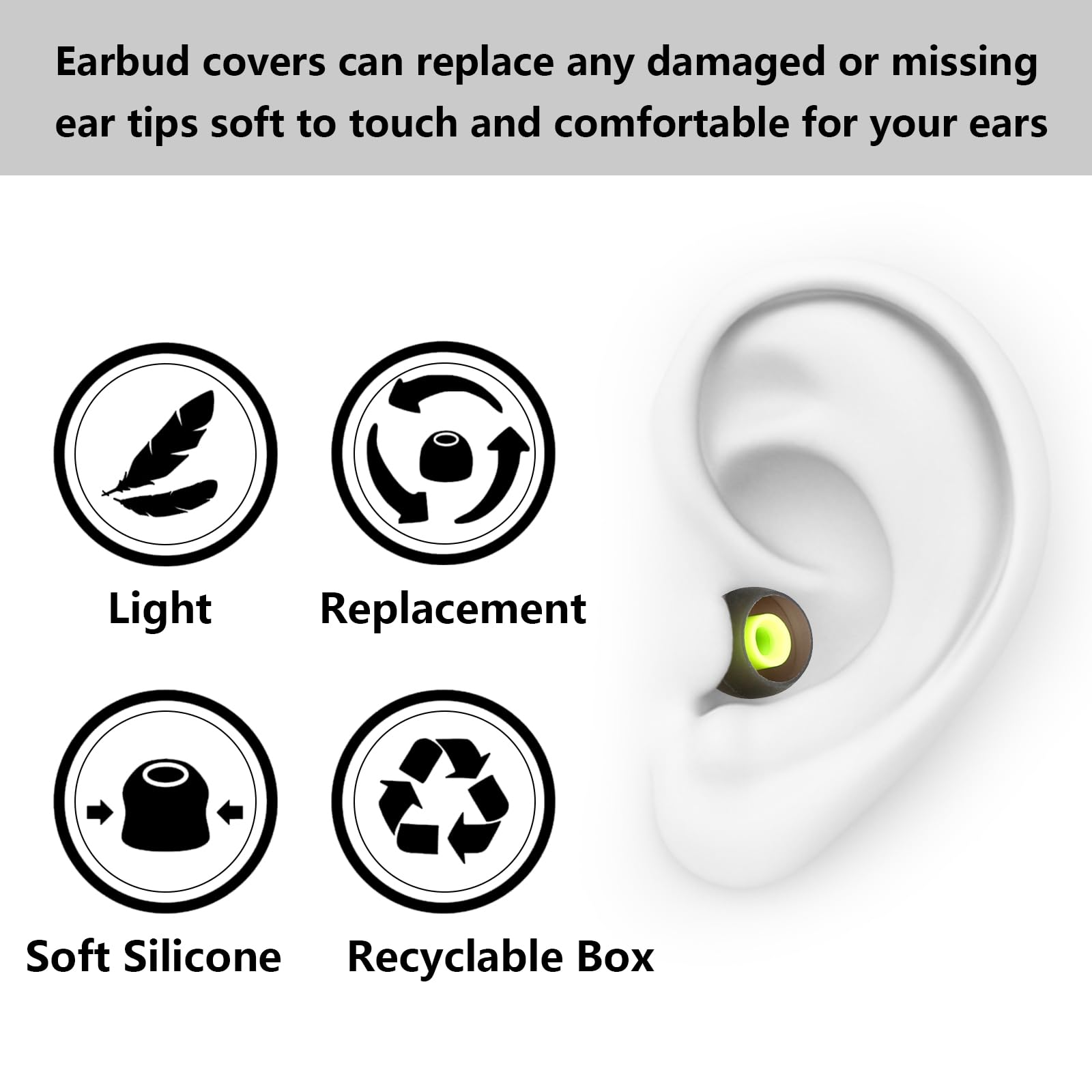 MMYQXI Silicone Replacement Earbud Tips Ear Tips Fit for in-Ear Headphones (Inner Hole 3.8mm -5.1mm) Earbud Replacement Tips 9 Pairs