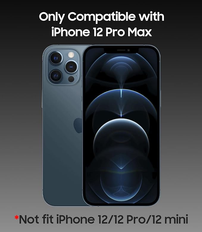 Magnetic for iPhone 12 Pro Max Case, Compatible with MagSafe, Built-in Camera Lens Protector, Logo View, Military Grade Drop Proof Phone Case Cover, Black