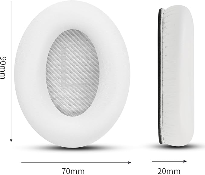 Headphones Replacement Ear Pads, Protein Leather earpad Cushions for Bose Quiet Comfort QC35 Headphones, Replacement Earpads, Softer Memory Foam - White