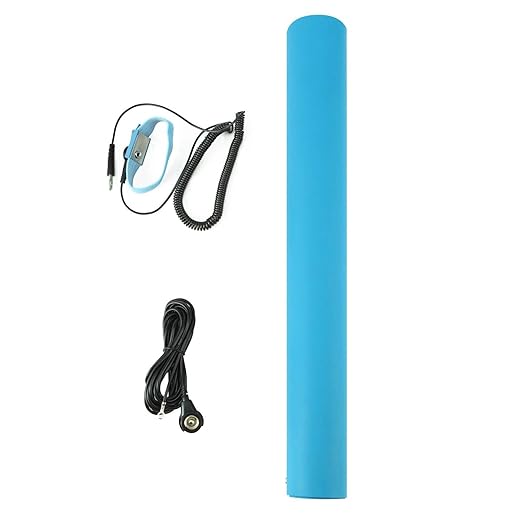 MWRF Source ESD Mat Kit with Wrist Strap and Grounding Cord (20 Inches x 24 Inches x 0.12 Inch, Blue)