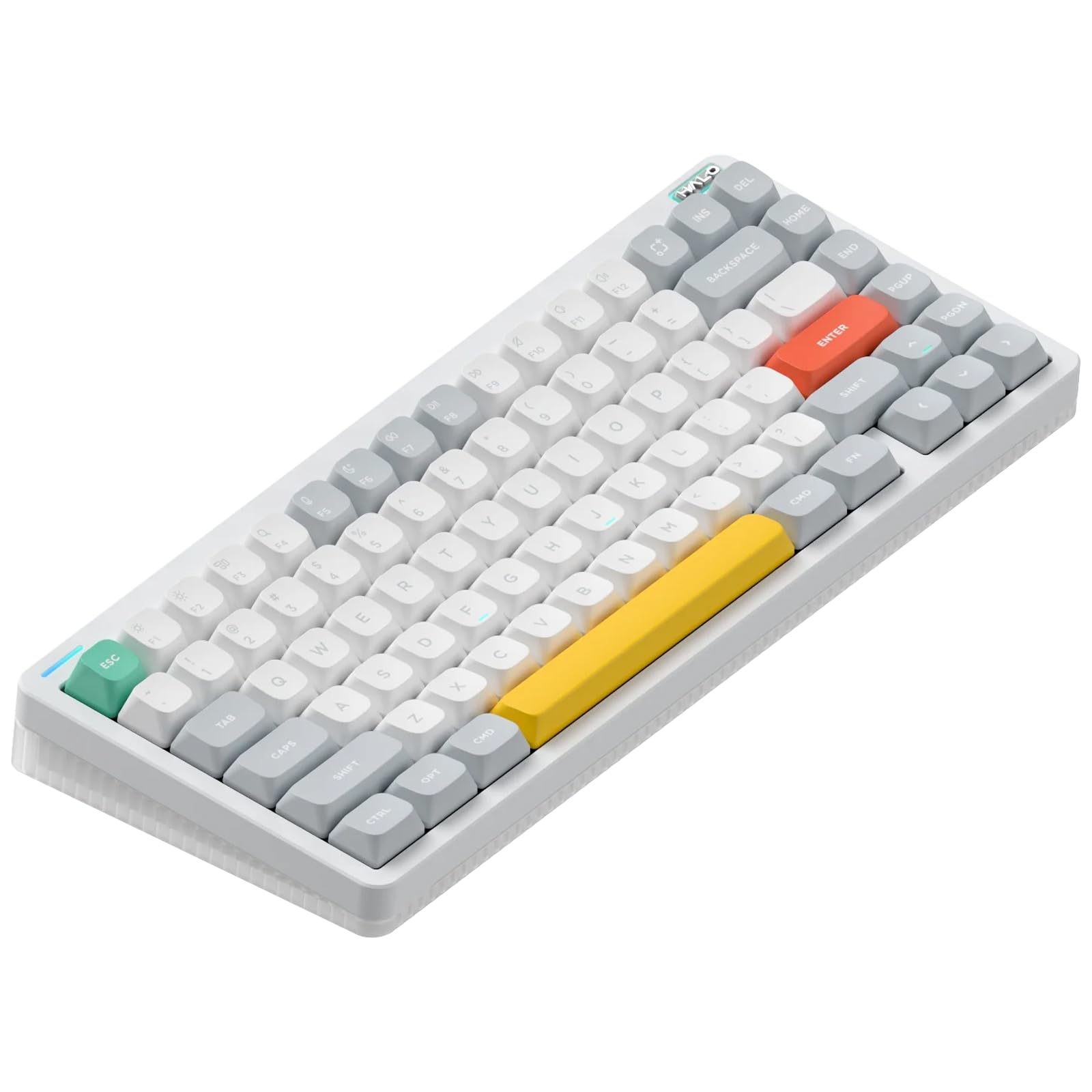 nuphy Halo75 V2 Mechancial Gaming Kyeboard,75% Wireless Hot Swappable Bluetooth Keyboard,83 Kyes RGB Backlit Keyboard,Support Bluetooth/2.4GHz/USB-C (White, Lemon (55gf))