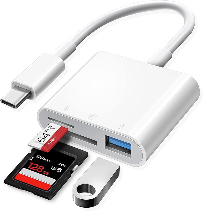 USB C SD Card Reader, Oyuiasle USB C to SD Card for iPhone 15 16/iPad/Mac/Laptop, USB-C/Type C Memory Card Adapter for iMac, iPad Pro Air Mini, MacBook Pro Air,Galaxy,MicroSD/SD