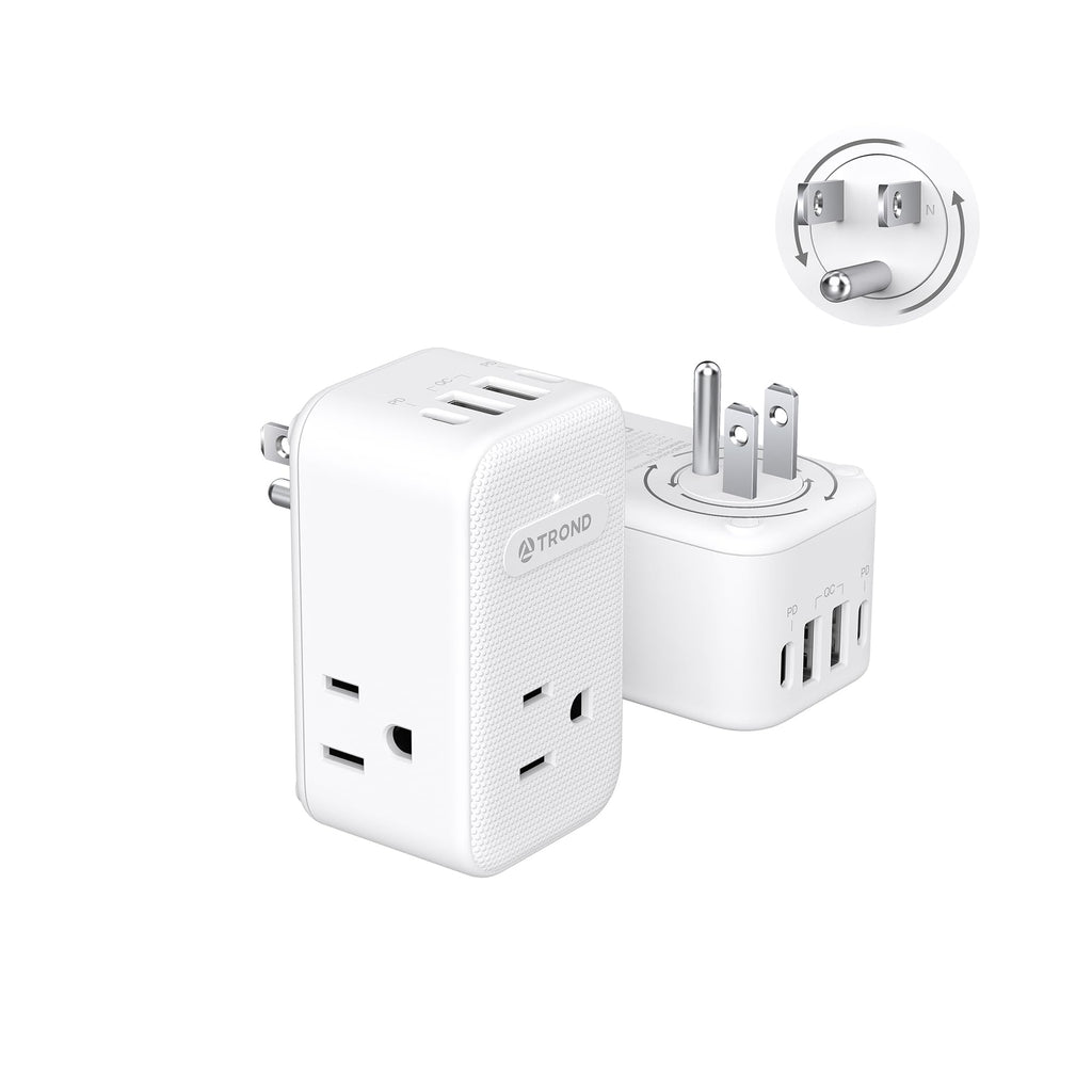 TROND Multi Plug Outlet Extender 2 Pack with 3 Way Outlet Splitter and USB