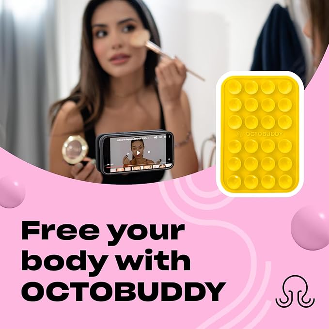 Classic MAX - Silicone Suction Phone Case Adhesive Mount - Hands-Free, Strong Grip Holder for Selfies and Videos - iPhone and Android Compatible - 2.6″ x 3.9″, Yolk Yellow