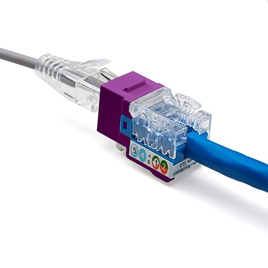trueCABLE Cat6A Keystone Jack, Unshielded (UTP), 90 Degree Punch-Down, PoE++ (4PPoE), UL Listed, ETL Verified, ANSI/TIA Certified, Modular RJ45 Female, Purple, 48 Pack