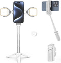 ULANZI JJ02 Selfie Stick Tripod, Extendable Grip Phone Tripod w Detachable Remote Pocket Size, 3-in-1 Mini Phone Grip 2 Cold Shoe, 10m/393.7'' Wireless Shutter, Vlog Livestreaming Photography(White)