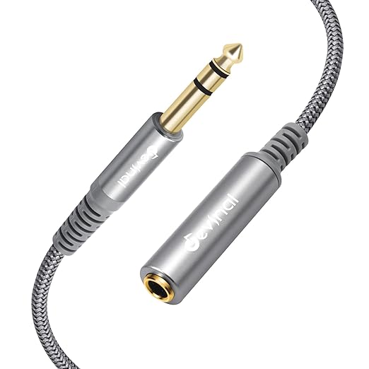 Devinal 1/4 inch Headphone Extension Cable, 6.35mm TRS Male to Female Stereo Cord, Quarter Inch Guitar Cable Extender, 6ft (2 Meters)
