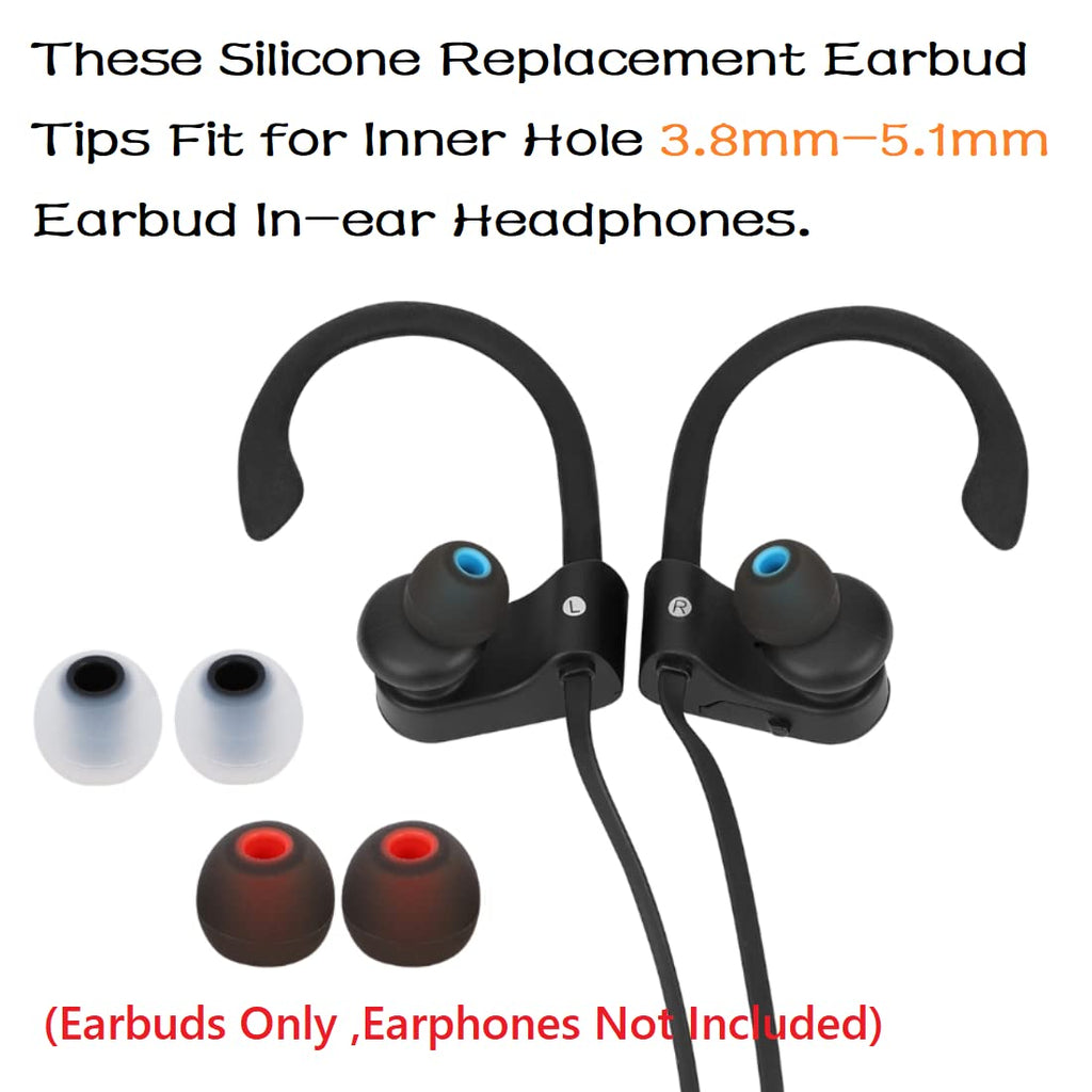 Earbud Silicone Ear Tips Earbuds Replacement Ear Tips Gels Bud for Popular in-Ear Headphones Other Inner Hole from 3.8mm - 5.1mm Earphones 9 Pairs S/M/L
