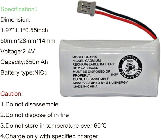 GEILIENERGY BT-1015 BT1015 Battery Compatible for Uniden BT1007 BT-1007 BT904 BT-904 BBTY0651101 BBTY0460001 BBTY0510001 BBTY0624001 BBTY0700001 HHR-P506, HHR-P506A Cordless Phone(4-Pack)
