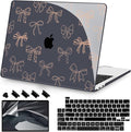 Teryeefi for MacBook Pro 13 inch Case Touch Bar M2 M1 2025 2024 2022 2021 2019 2018 2017 2016 Release fits Model A2338 /A2289/A2251/A2159/A1989/A1706, PC Hard Shell with Keyboard Cover, Gold Bows A003