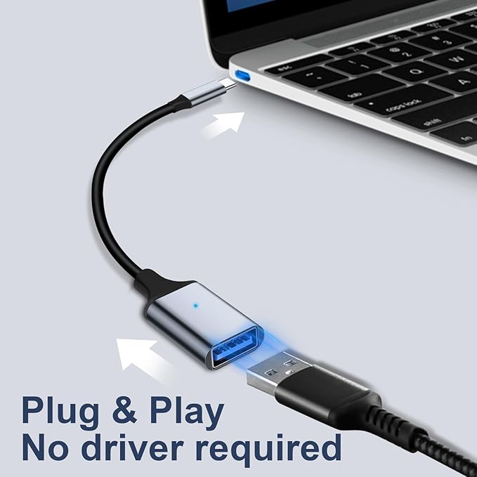 USB C to USB 3.0 Adapter [2 Pack], Type C Male to USB Female OTG Cable Thunderbolt3 to USB Adapter Compatible for iPhone 16 Pro Max/16 Plus/16/15 iPad MacBook Pro/Air Samsung Galaxy S24/S23/S22/S21
