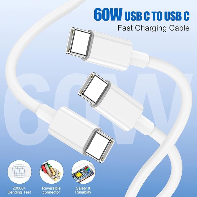 iPhone 15 Pro Charger Fast Charging, 2Pack 20W PD USB C Wall Charger Type C Block with USB C to C Fast Charging Cable Cord Compatible with Apple iPhone 15/15 Pro/15 Pro Max/15 Plus, iPad Pro/Air/Mini