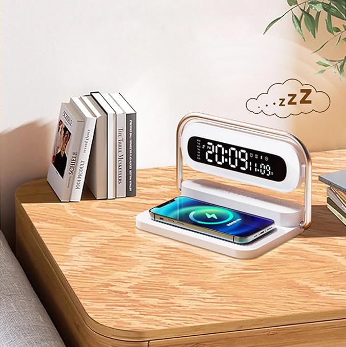 4-in-1 Multifunction Mobile Wireless Charger with Colorful Night Lights, Bluetooth Speaker, Digital Clock Alarm ; M11