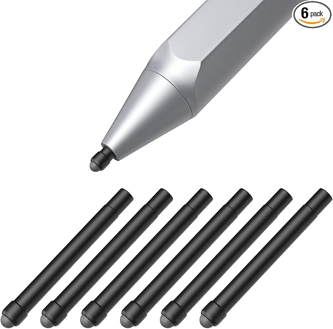 MoKo Pen Tips for Surface Pen (6 Packs), Surface Pen Tip Replacement Kit Compatible with Surface Pro 2017 Pen (Model 1776) / Surface Pro 4 Pen, 3 HB Original Pen Nibs Refill for Stylus Pen, Black