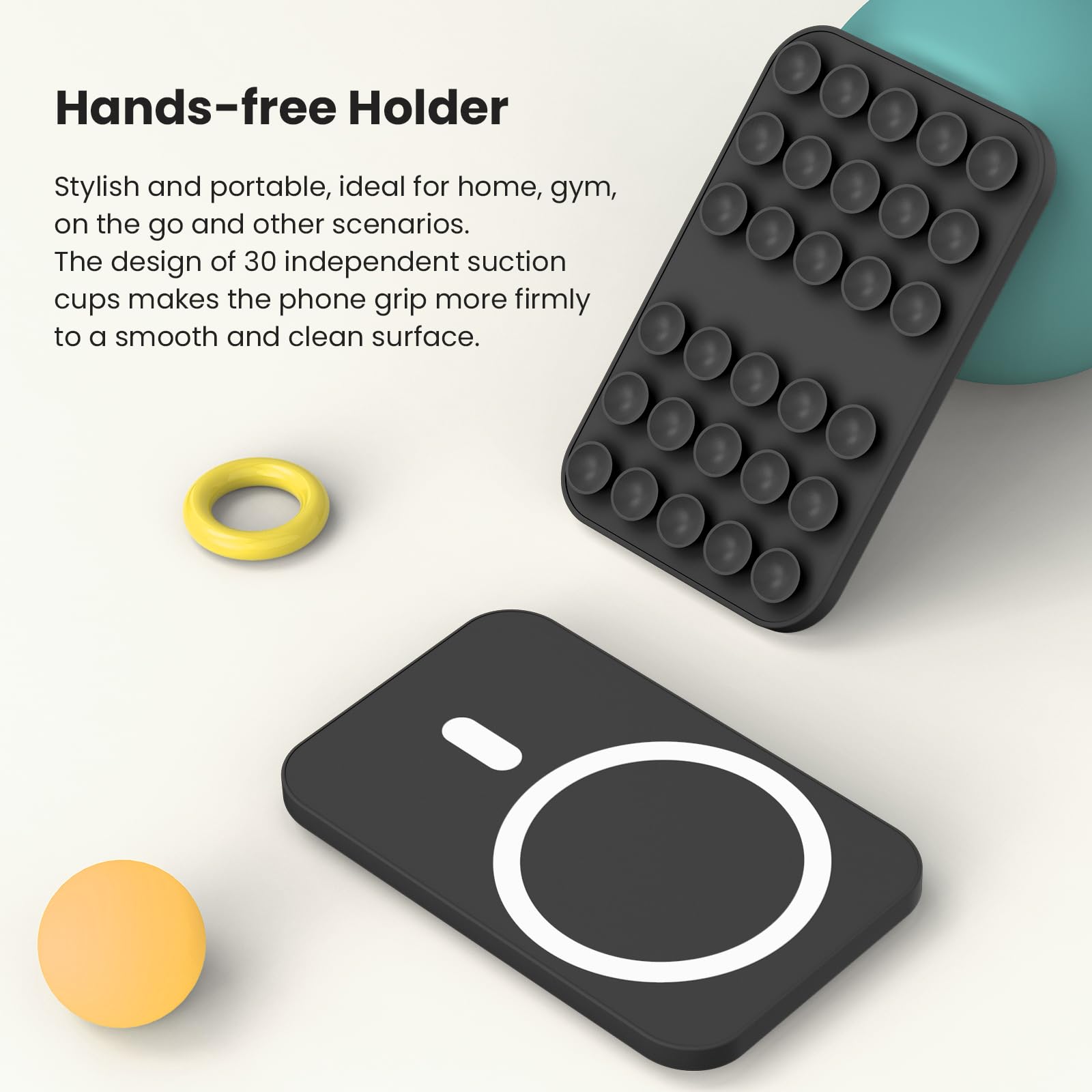 Patented Magnetic Sticky Phone Suction Grip Mount for MagSafe Case,Magnet Silicone Portable Stand Holder for iPhone 16/15/14/13/12 Series and Android, Hands-Free Selfies and Videos