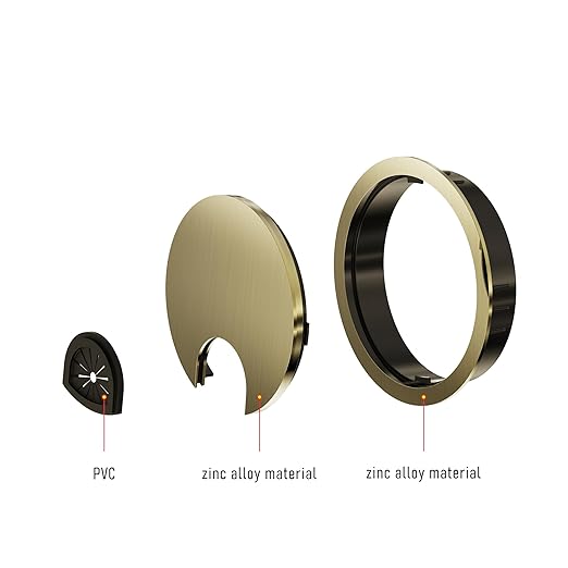 2 Pack Desk Grommet 2-3/8 Inch 60mm, Zinc Alloy Computer Desk Wire Hole Cover, Office Desktop Cord Cable Hole Metal Ring, Bronze Tone