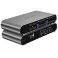 Terived 2 Port DP USB 3.0 Automatic KVM Switch Quad Monitor Two Computers Four DisplayPort Monitors, 8K@30Hz 4K@144Hz, Aluminum hotkey Audio Microphone, Digital Display, HDR10 with Cables