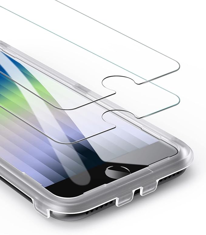 UNBREAKcable Protective Glass for iPhone SE 2022/2020, Pack of 2 Screen Protector for iPhone SE 2020/8/7/6/6s, [9H Hardness], 2.5D Double Defense Series Screen Protector, Scratch-Resistant,