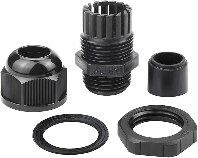 XHF 5 Pcs 3/4" IP68 Strain Relief Nylon Cord Grip NPT Cable Glands Adjustable UL Listed and RoHS Compliant (Black)