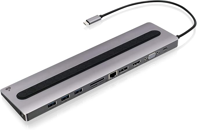 IOGEAR USB-C 8-Port Low Profile Docking Station - 4K 30Hz - 1 HDMI - 1 DisplayPort - 1 VGA - 1 Ethernet - 3 USB 3.0 A Ports - 1 USB-C 100W Charging Only - Power Adapter Not Included — GUD3C02B
