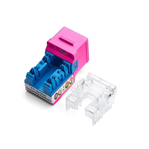 trueCABLE Cat6A Keystone Jack, Unshielded (UTP), 90 Degree Punch-Down, PoE++ (4PPoE), UL Listed, ETL Verified, ANSI/TIA Certified, Modular RJ45 Female, Pink, 24 Pack