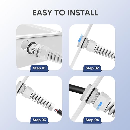 Strain Relief Cord Connector,LISTENJIALE 5Pcs NPT 1" Waterproof Cable Gland Flex Spiral Strain Relief Adjustable 18-25mm Cable Connector Nylon Joint with Gaskets(Grey)