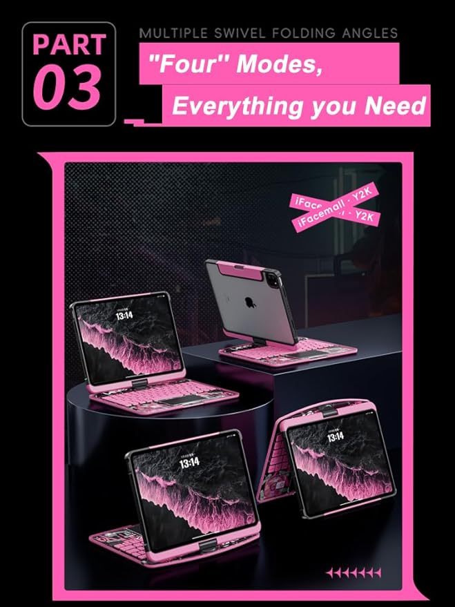 KARTICE Case with Wireless Keyboard Compatible with iPad Pro 11 2024 11 inch, Multi-Touch Trackpad, 7 Color Backlight, 360° Rotating Stand with Pencil Holder for iPad Pro 11, Excludes iPad and Pencil