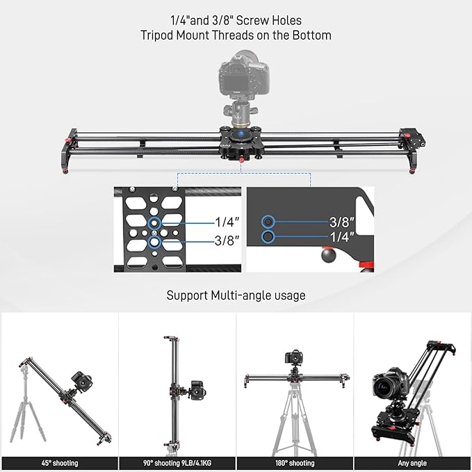 GVM 48"/120CM Carbon Fiber Motorized Camera Slider, Professional Camera Slider with Remote Control, Support Video Mode, Time Lapse Photography, Horizontal, Tracking and 120° Panoramic Shooting