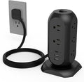 TESSAN Surge Protector Power Strip Tower with 3 USB Ports 11 Outlets, 1875W/15A, Black Extension Cord 6 Feet, 1050J Protection Desktop Charging Station for Office School Dorm Room Essentials