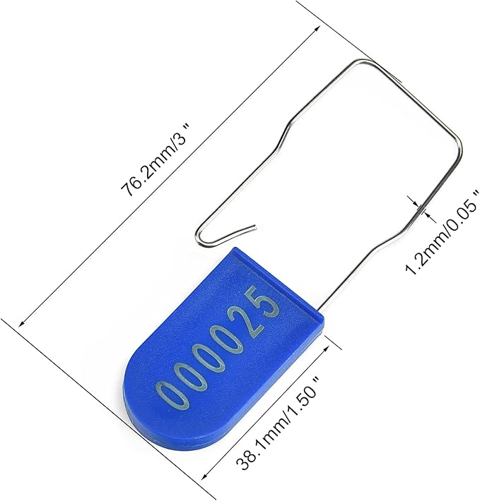 500PCS Plastic Padlock Security Seals Metal Wire Padlocks Electric Meter Lockout Tags Disposable Anti-Tamper Lock Numbered Anti Tamper Tags Blue