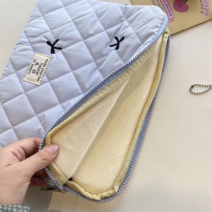 Cute Bow Graphic Carrying Laptop Bag Y2K Preppy Laptop Sleeve Case Bag Kawaii Pad Computer Protect Case Pouch (13-14 inch,Blue)