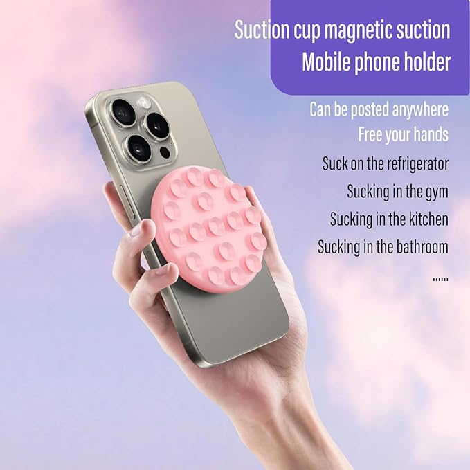 Muuto Silicone Suction Phone Case Mount,Octo Cup Buddy Sticky Phone Grip for Magsafe,Phone Sticky Grip for iPhone,Sticky Grippy Holder Portable and Detachable, Hands-Free for Selfies and Videos