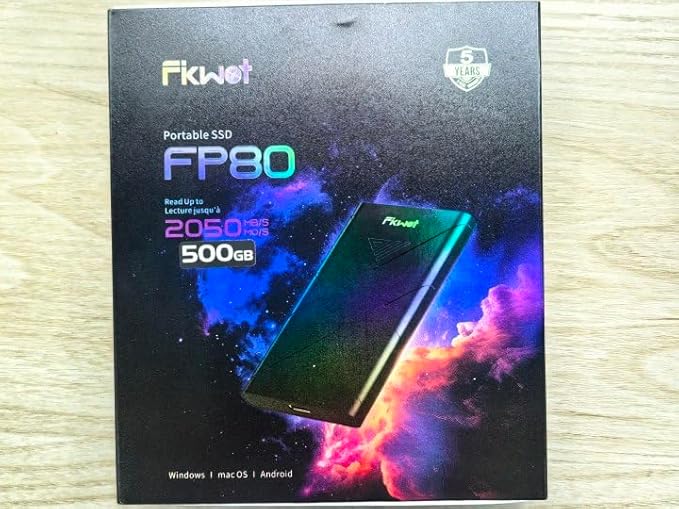 500GB External SSD, Portable SSD, Up to 2000MB/s, USB 3.2 Gen2x2 External Solid State Drives, Compatible with Smart TV, PS5/PS4(Pro), iPhone 15/16, Xbox, Mac & Windows and Other Devices(FP80)