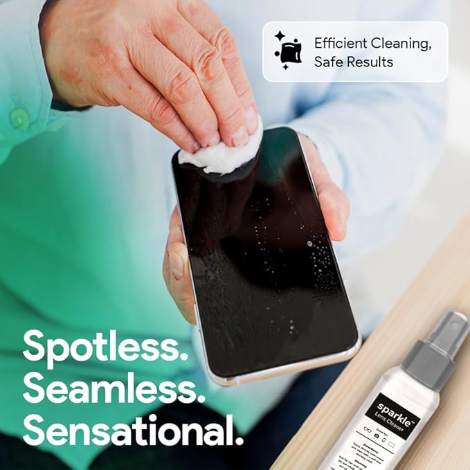 Sparkle Anti-Reflective Lens Cleaner Spray kit | (1) 1oz Glasses Cleaner Spray + (1) Microfiber Cloth for Eyeglasses, Sunglasses, Lenses, Screens and Camera Cleaning Kit (2 Piece Set)