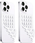2 Pack Silicone Suction Cup Phone Case Mount Double Sided, Hands-Free Strong Grip Silicon Phone Holder, Non Slip Phone Accessories for Selfies and Videos (White)